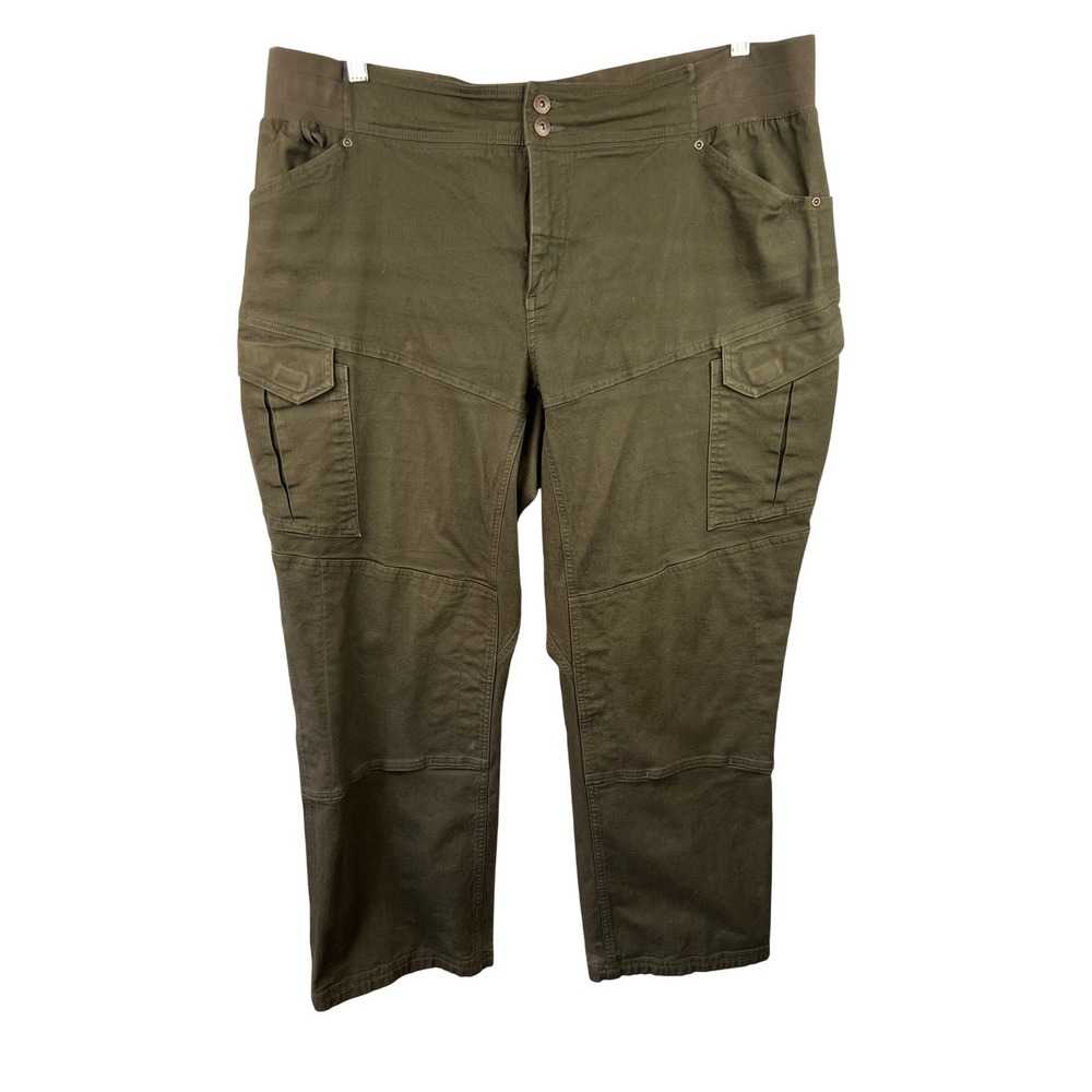Duluth Trading Co. Womens Canvas Cargo Double Knee Pants Sz22W Regular Workwear